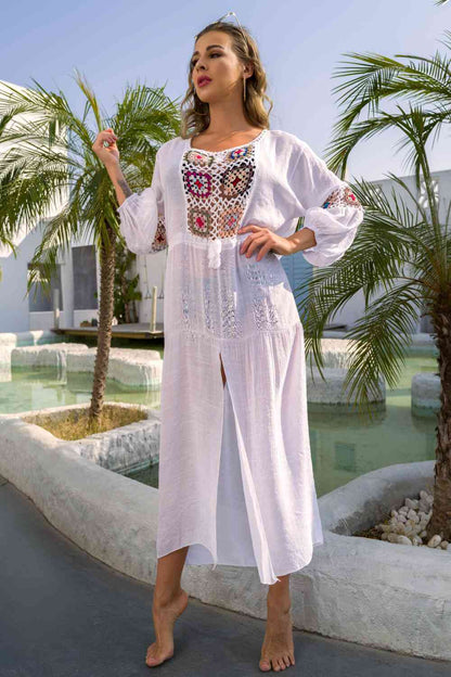 Vestido con abertura delantera y gráfico bohemio