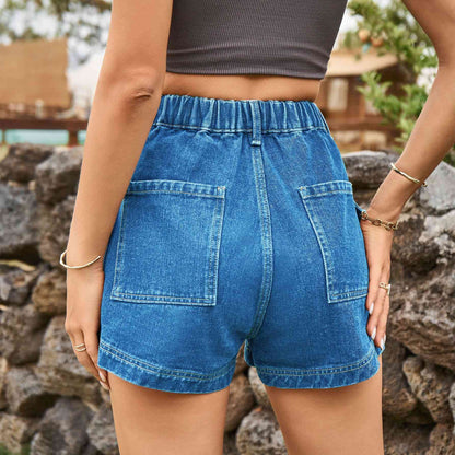 Shorts vaqueros de cintura alta con bolsillos