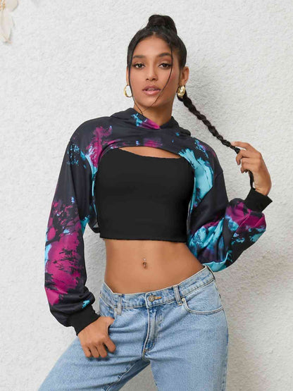 Sudadera con capucha de manga larga con efecto tie-dye