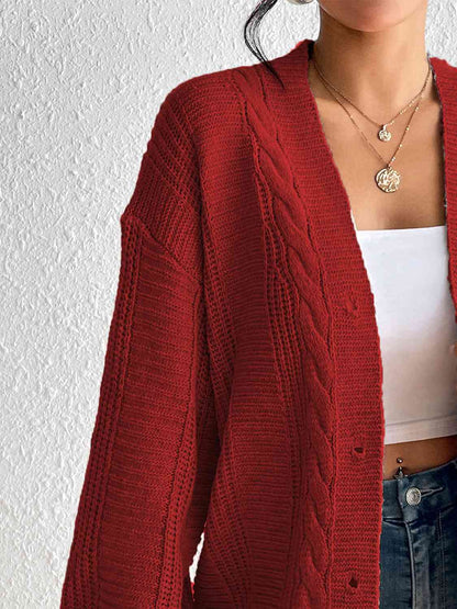 Cardigan boutonné en tricot torsadé