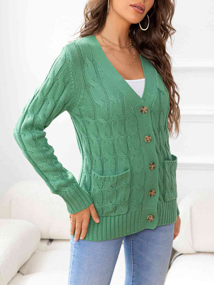 Cardigan boutonné en tricot torsadé