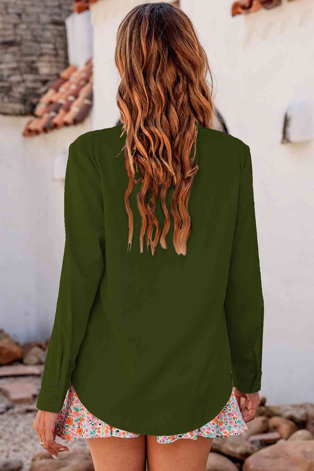 Tie Neck Long Sleeve Blouse