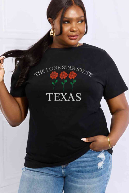 Simply Love T-shirt en coton graphique THE LONE STAR STATE TEXAS pleine grandeur