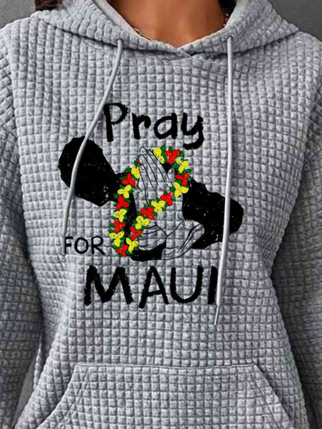 Full Size PRAY FOR MAUI Graphic Drawstring Hoodie