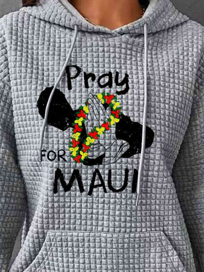 Sudadera con capucha y cordón gráfico PRAY FOR MAUI de tamaño completo