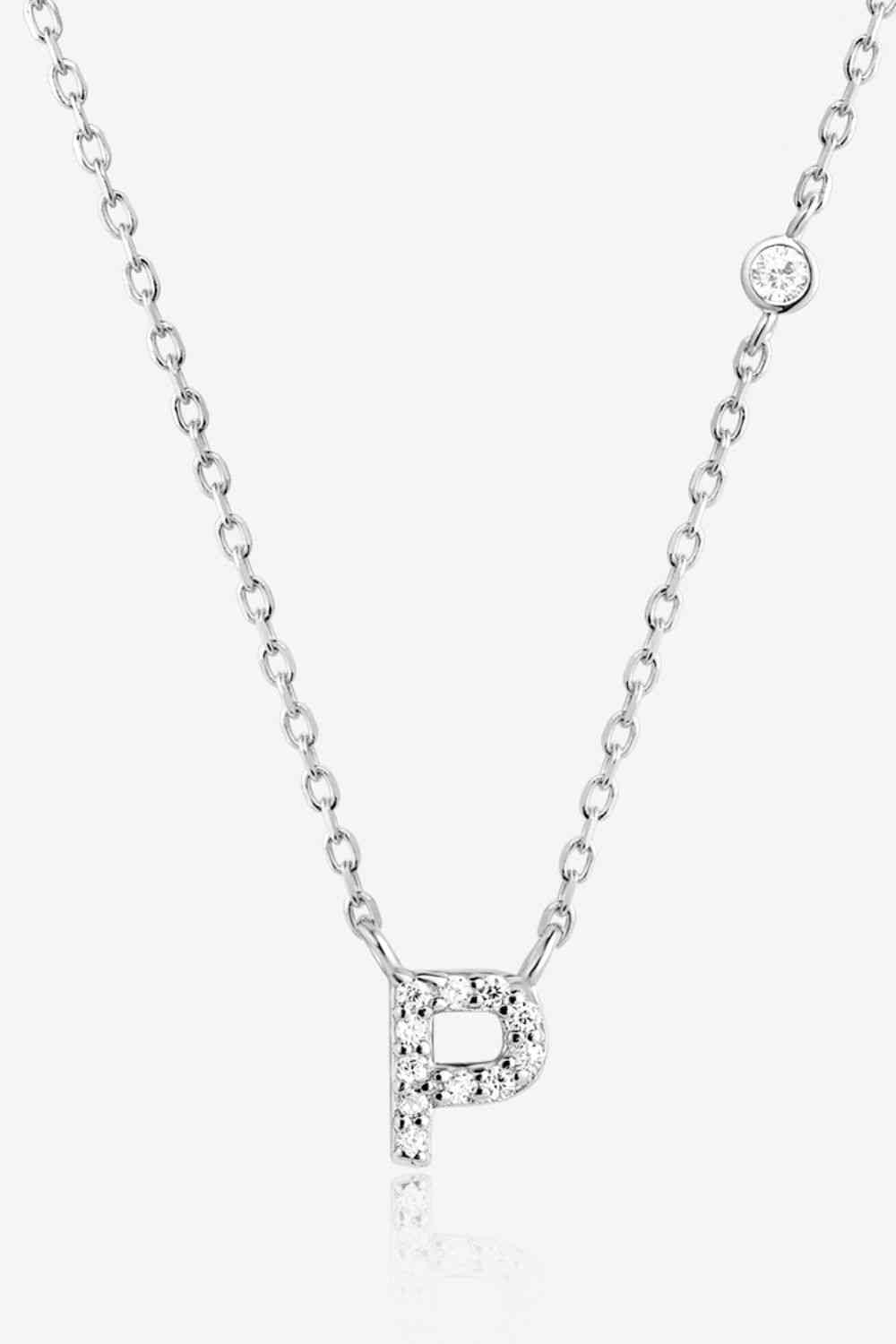 Collier en argent sterling 925 avec zircon L à P