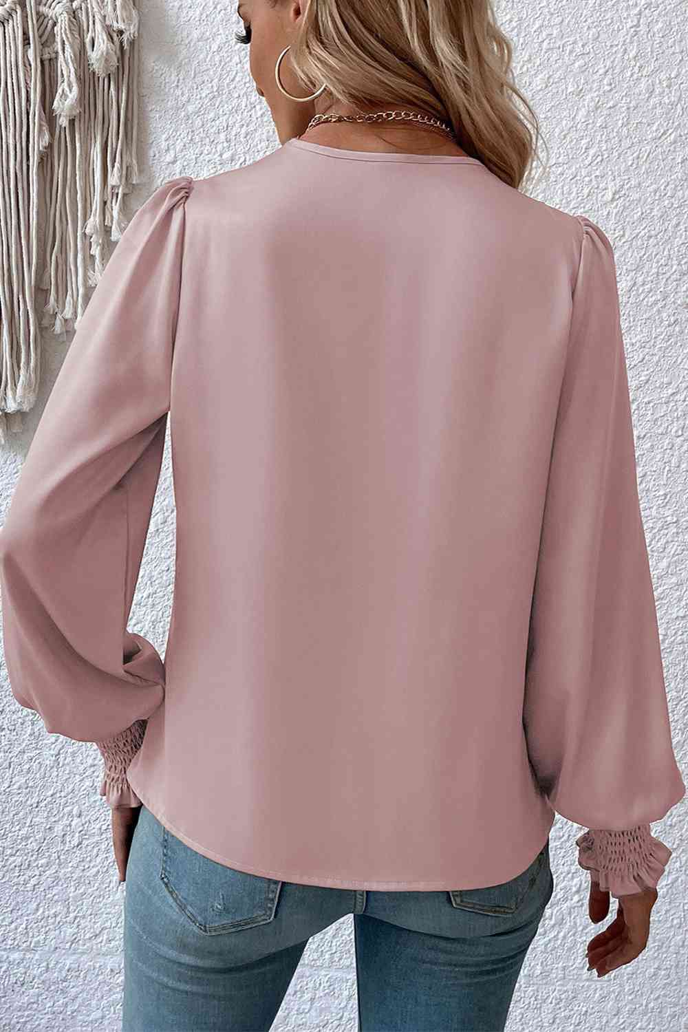 Blouse à manches lanternes et col surplis