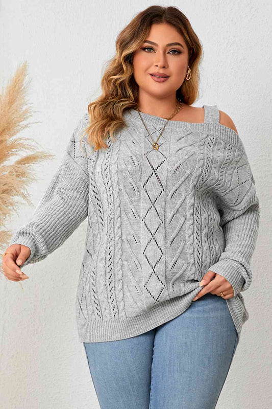 Haut asymétrique en tricot torsadé à épaules dénudées de grande taille