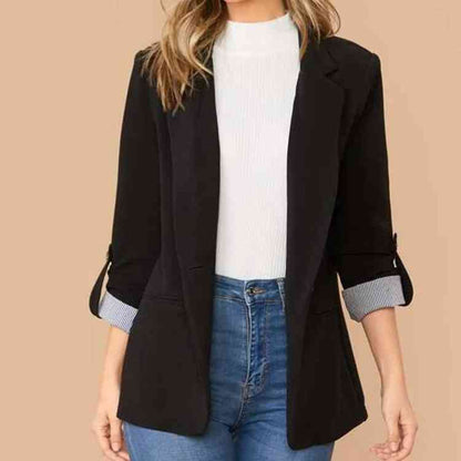 Blazer con cuello de solapa y mangas enrolladas