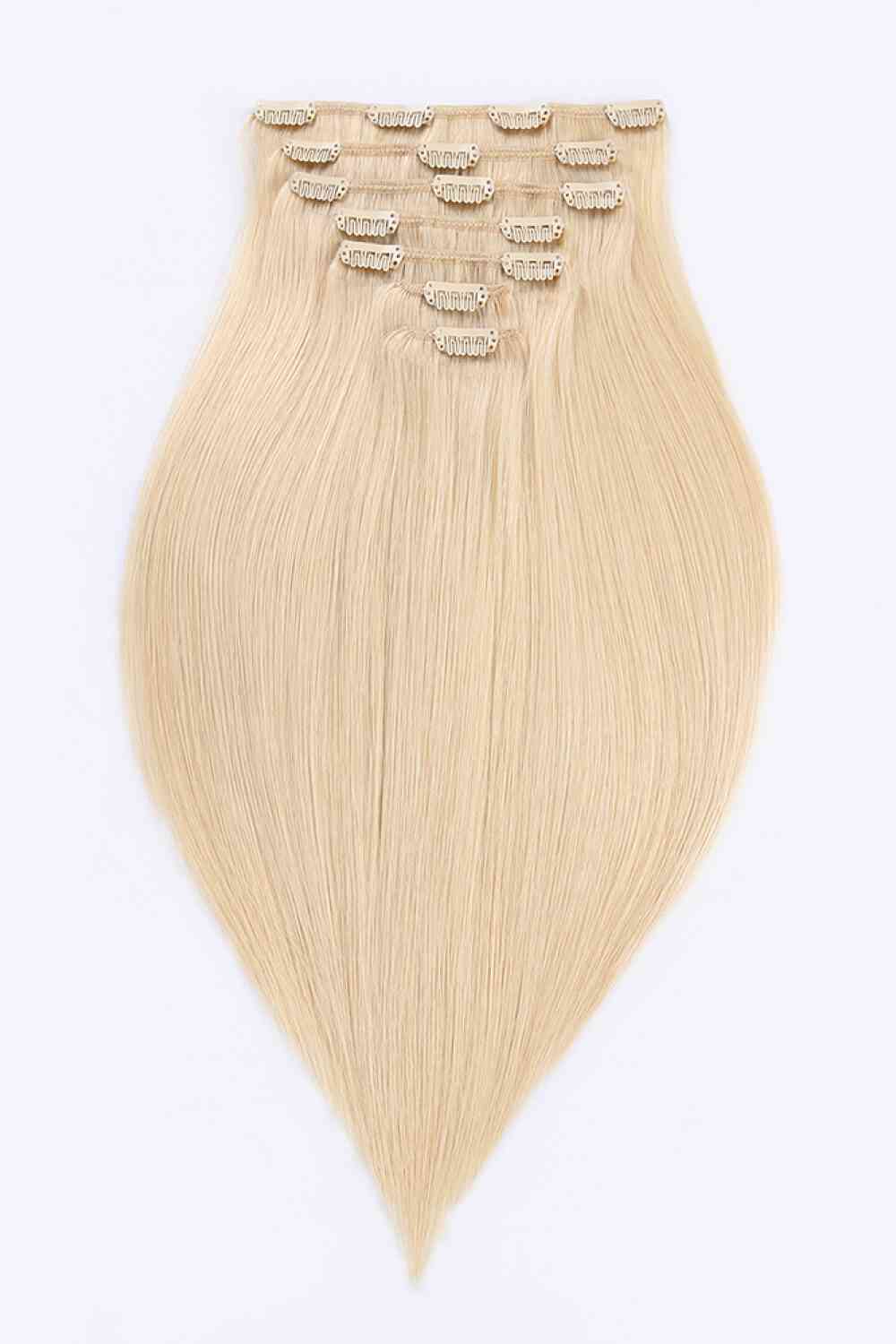 Extensiones de cabello con clip de 16" y 110 g, cabello humano indio en rubio