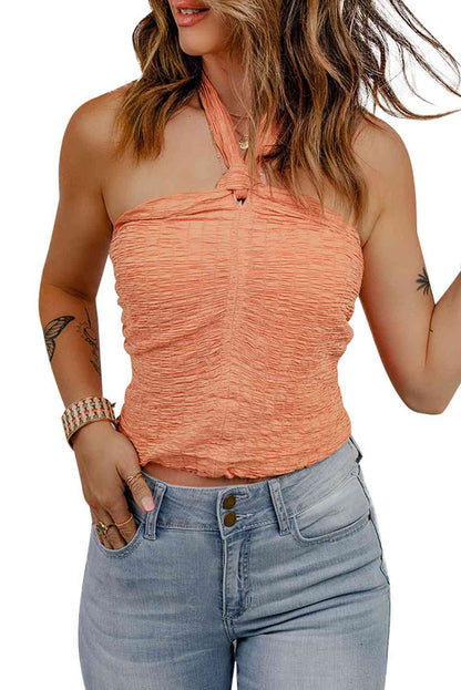 Top fruncido con cuello halter