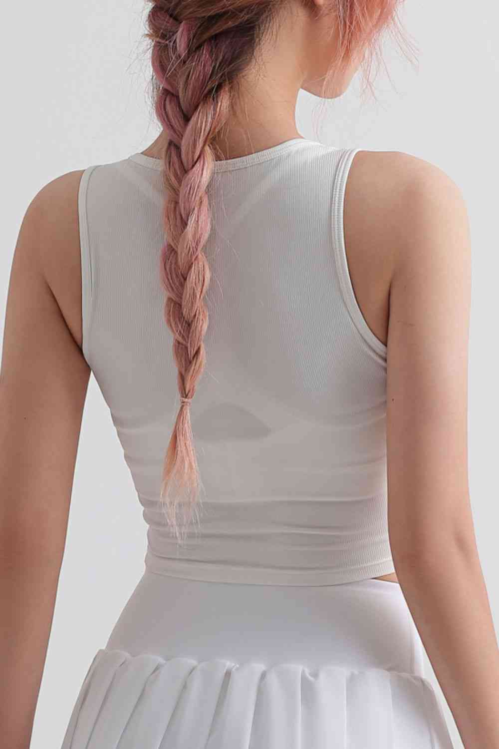 Notched Neck Cropped Sports Tank