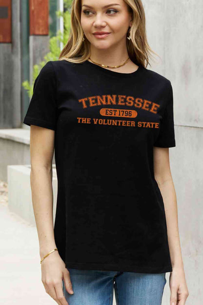 Simply Love Taille réelle TENNESSEE EST 1796 THE VOLUNTEER STATE T-shirt en coton graphique