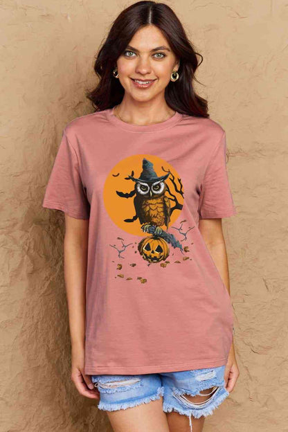 Camiseta de algodón con estampado de tema Holloween de tamaño completo de Simply Love