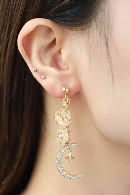 Boucles d'oreilles pendantes lune en strass