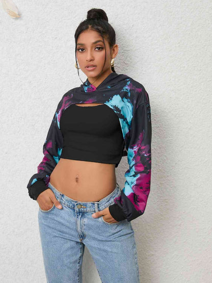 Sudadera con capucha de manga larga con efecto tie-dye