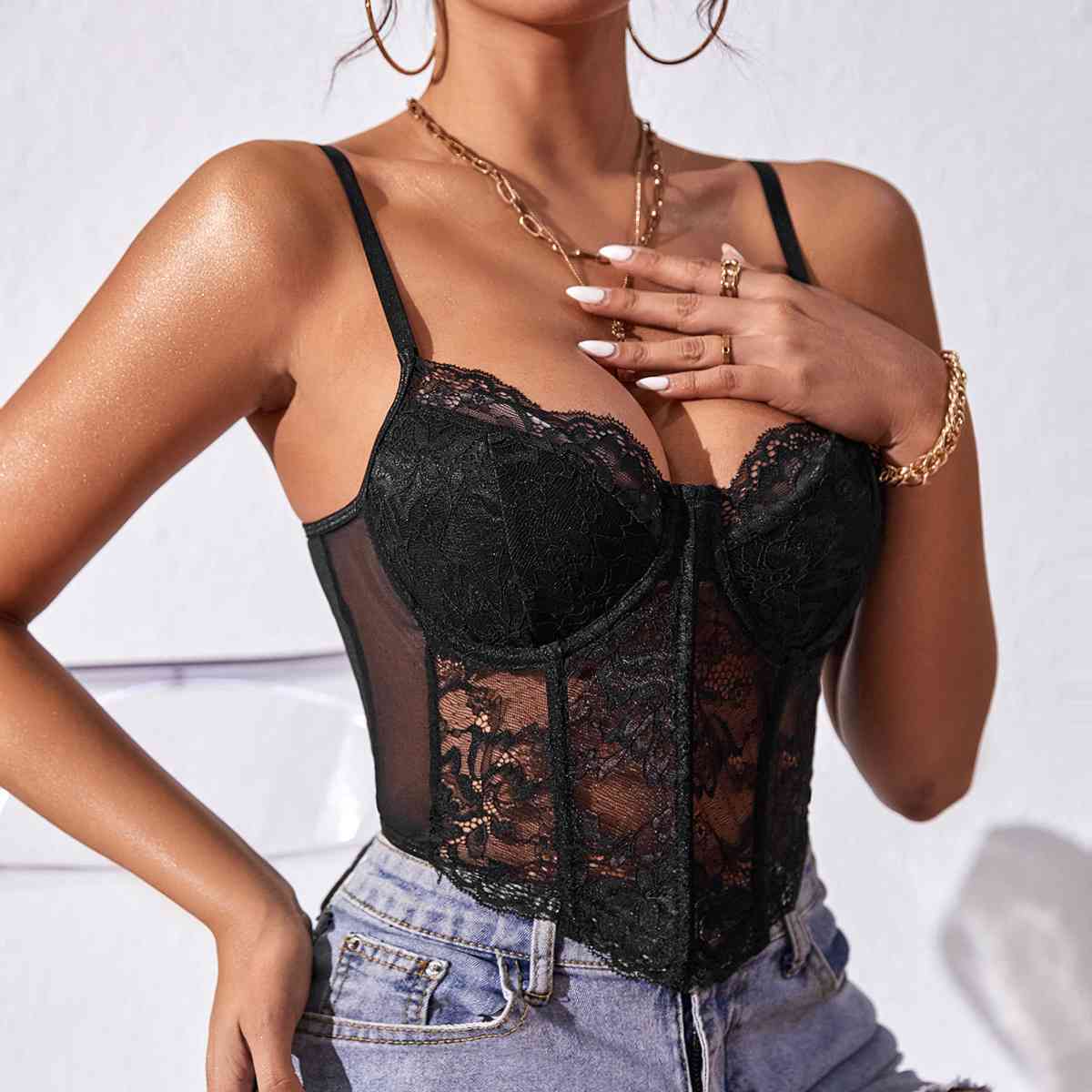 Sweetheart Neck Lace Detail Cami