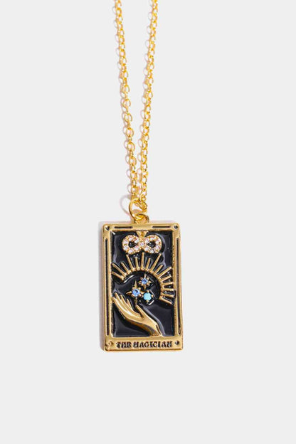 Collier en acier inoxydable avec pendentif carte de tarot