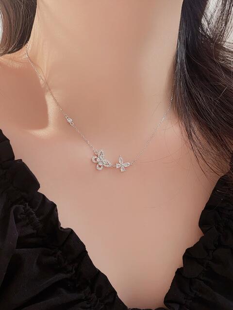 Collier papillon en argent sterling 925 avec zircon