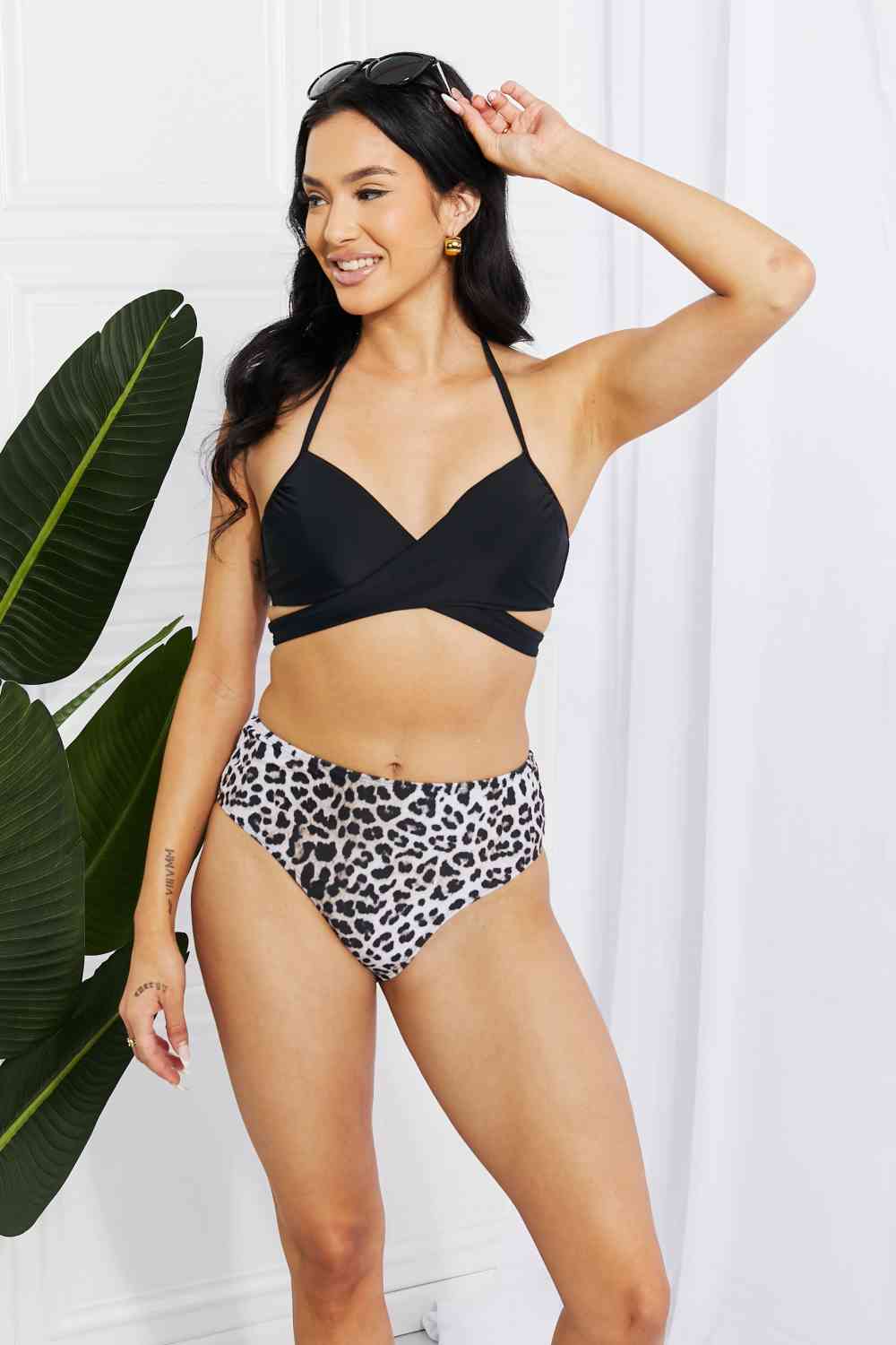 Marina West Swim Summer Splash - Ensemble de bikini dos nu en noir