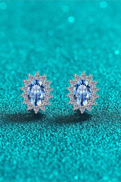 Boucles d'oreilles à tige en argent sterling 925 moissanite 1 carat