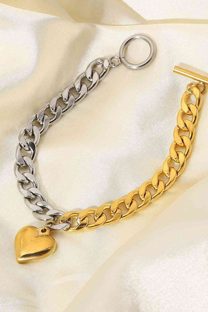 Bracelet à breloques cœur chaîne