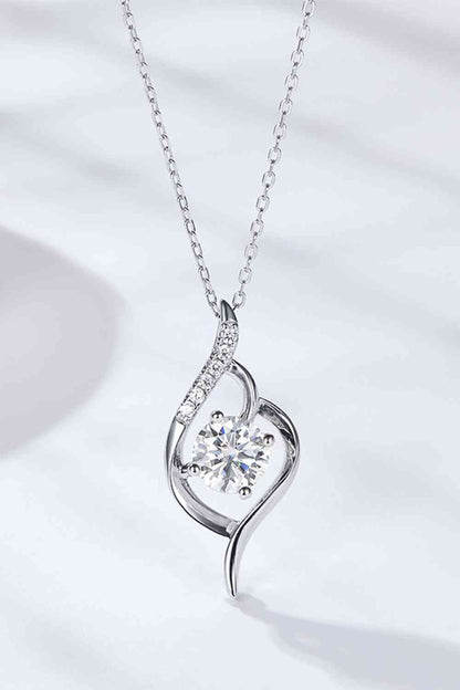 Collier pendentif moissanite 1 carat plaqué platine