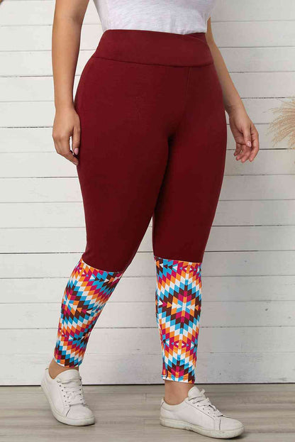 Legging Taille Haute Imprimé Géométrique de Grande Taille