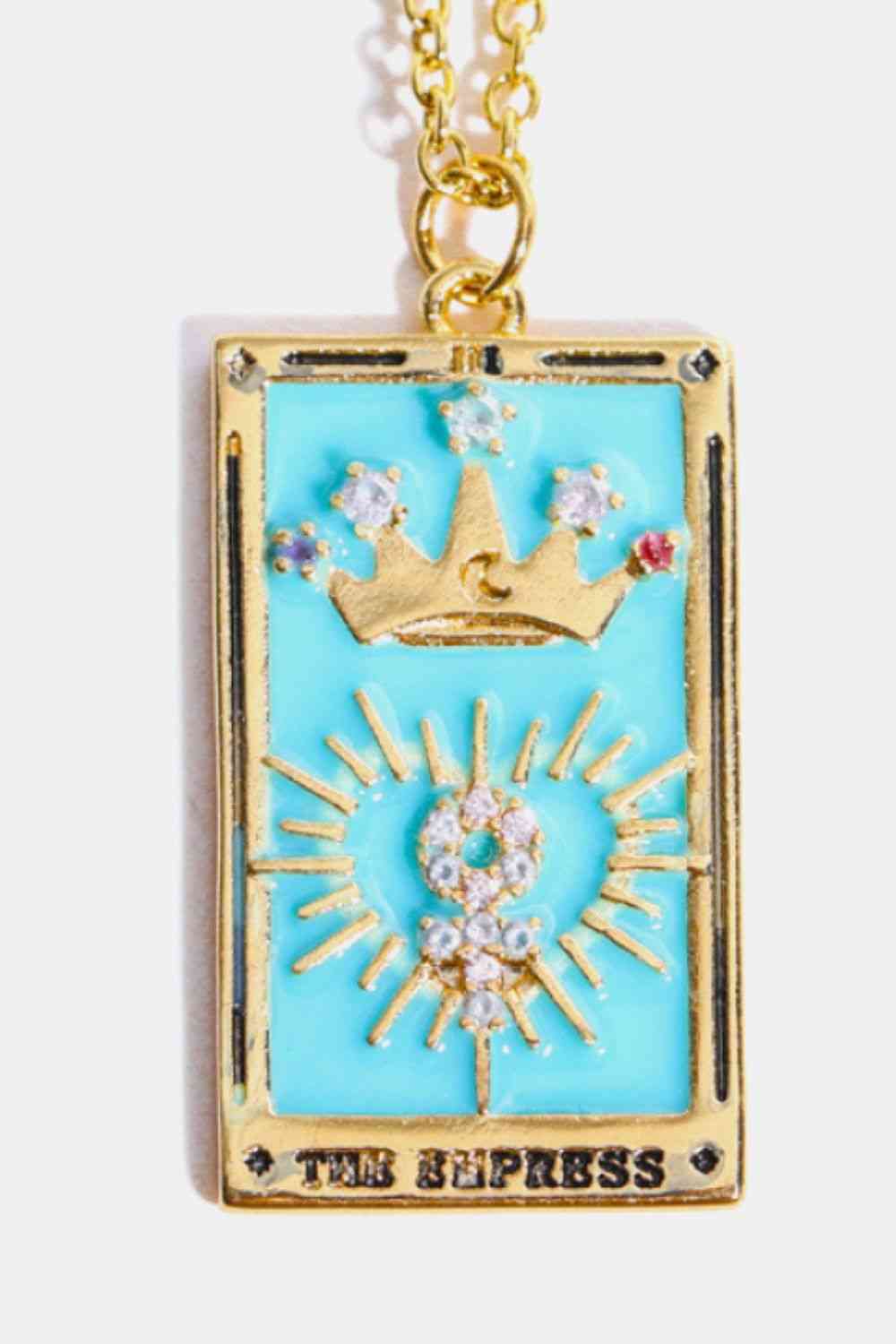 Collier en acier inoxydable avec pendentif carte de tarot