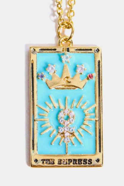 Collier en acier inoxydable avec pendentif carte de tarot