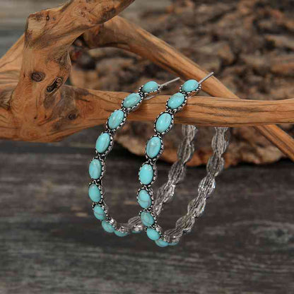 Boucles d'oreilles créoles en C turquoise artificielles