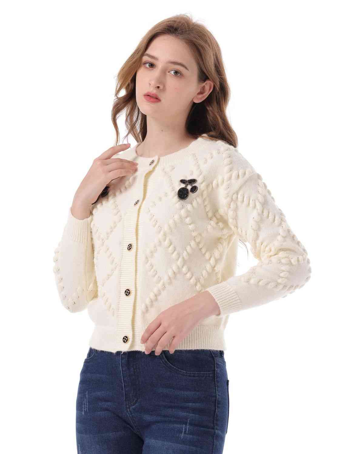 Cardigan boutonné à col rond