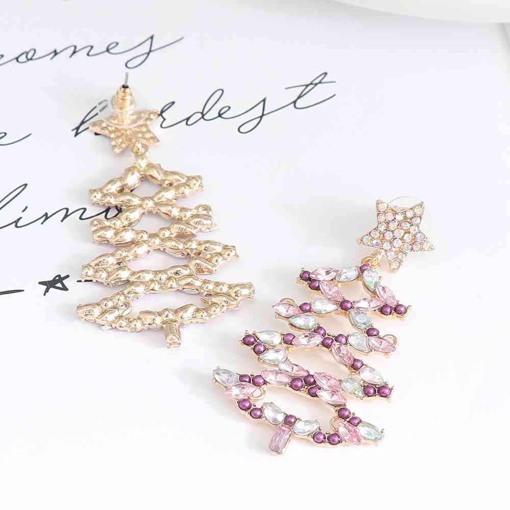 Boucles d'oreilles en alliage de strass pour arbre de Noël