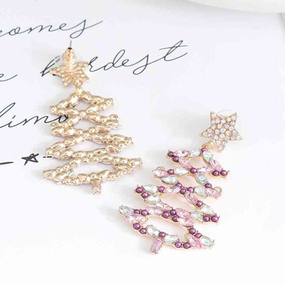 Boucles d'oreilles en alliage de strass pour arbre de Noël