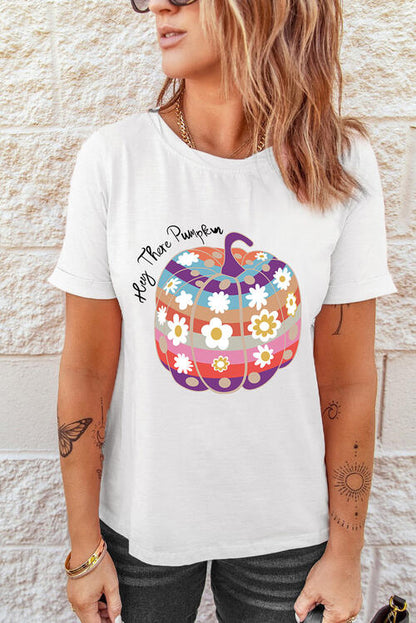 Camiseta de manga corta con gráfico de calabaza