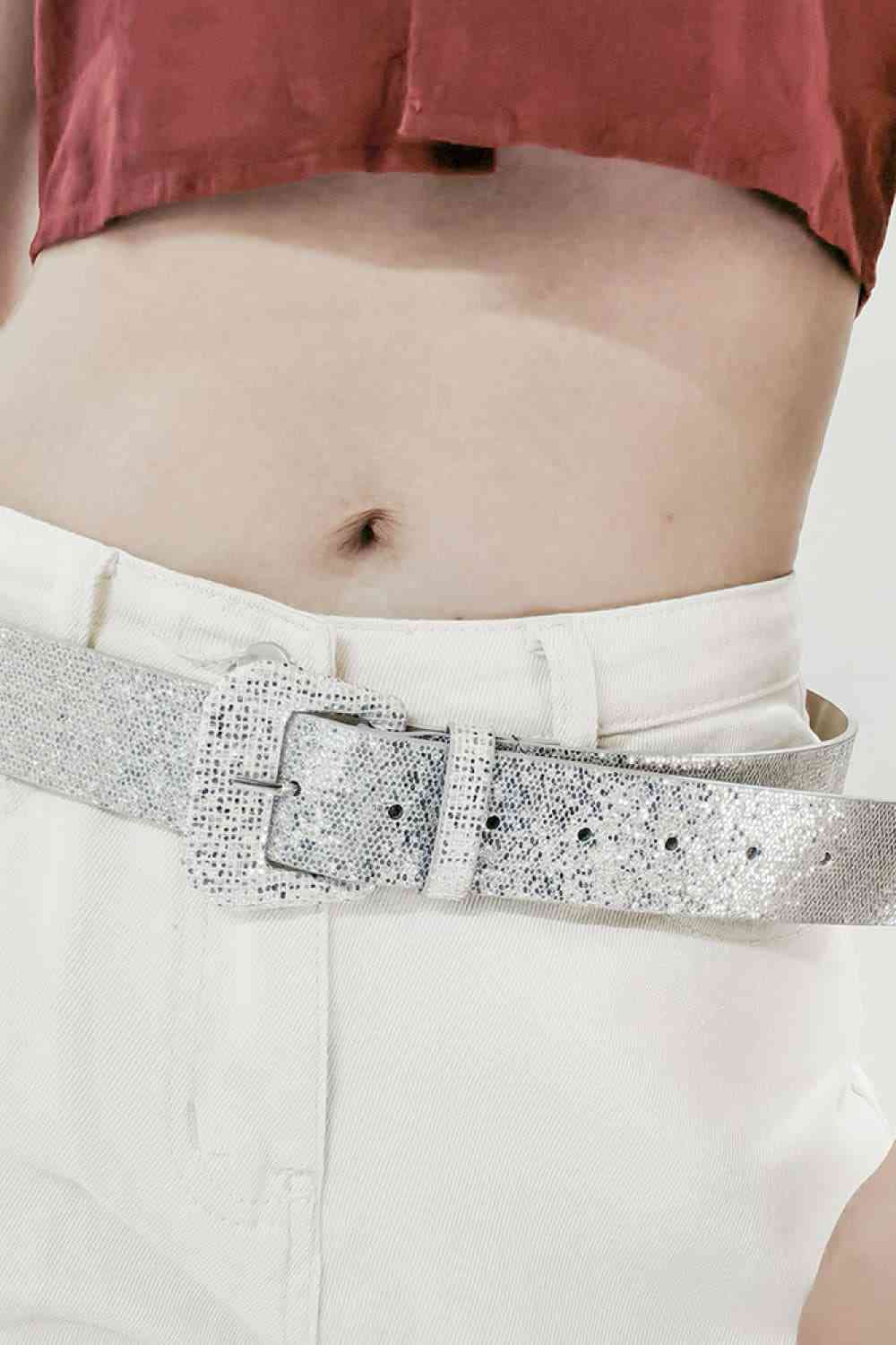 Ceinture en cuir PU pailleté