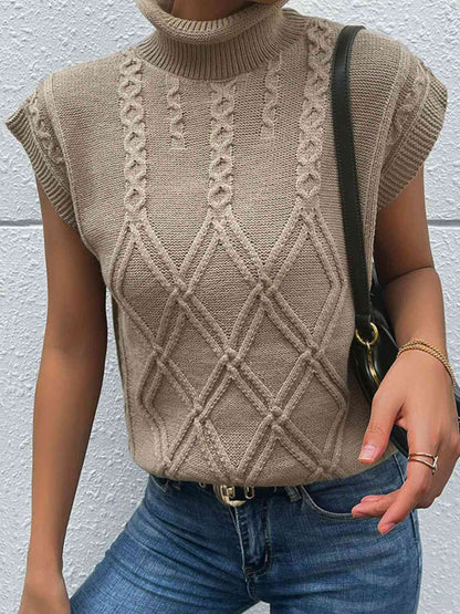 Gilet pull à col roulé en tricot mélangé