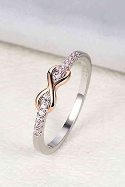 Bague en argent sterling 925 entrecroisée en zircon