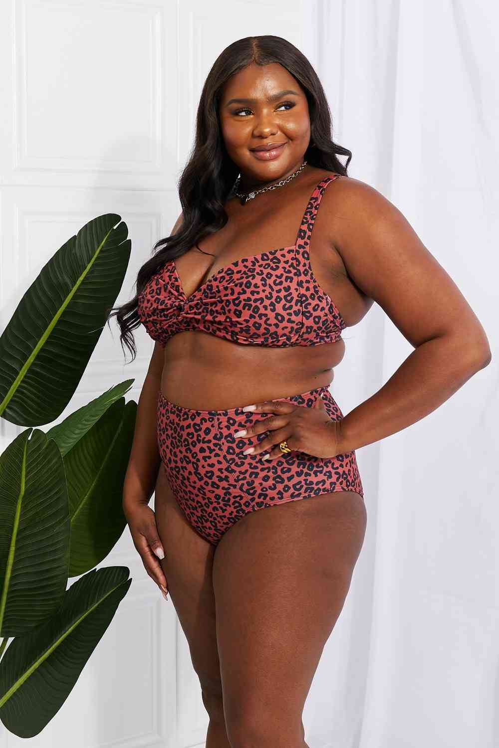 Marina West Swim Take A Dip - Bikini taille haute torsadé en ocre