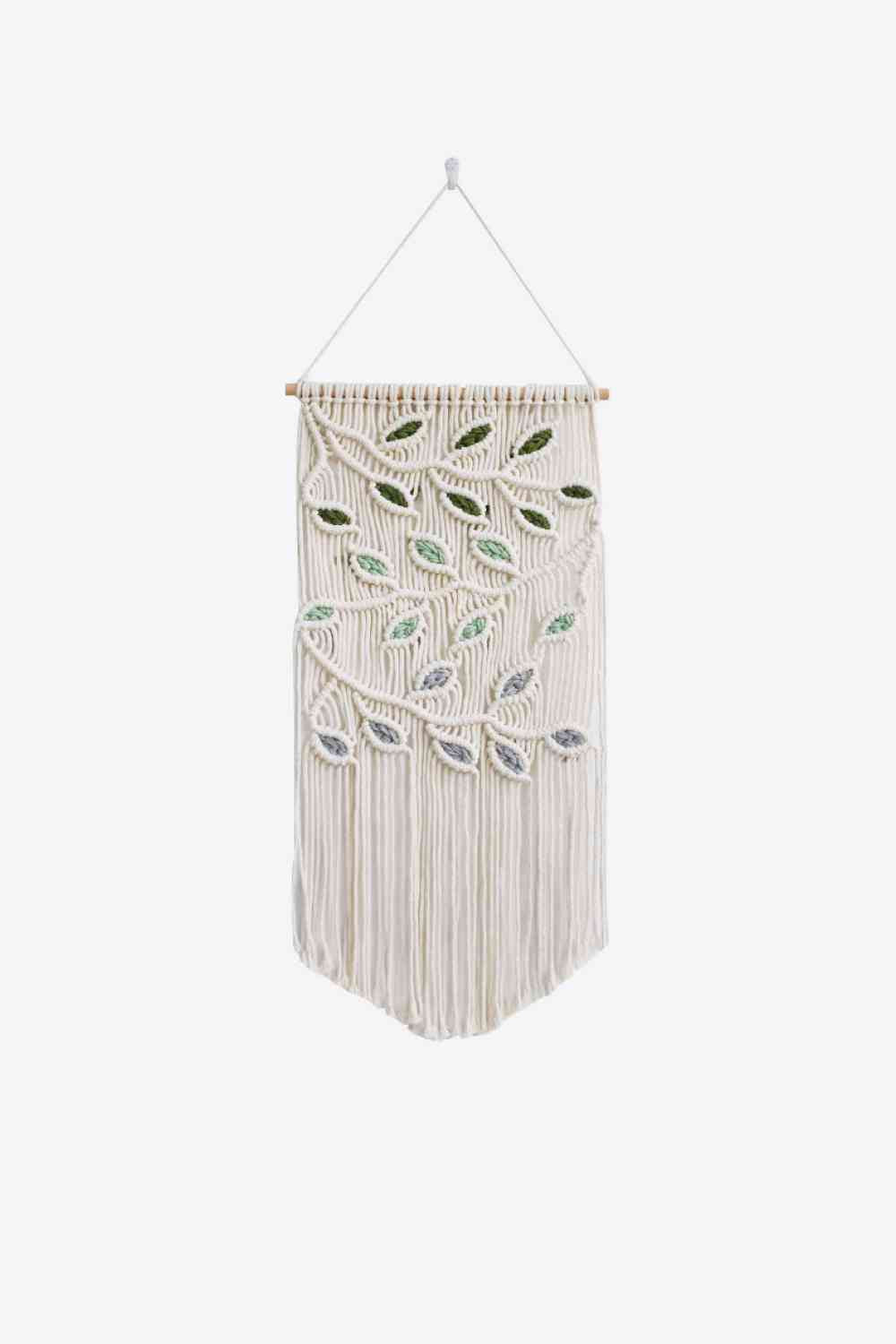 Contrast Leaf Fringe Macrame Wall Hanging