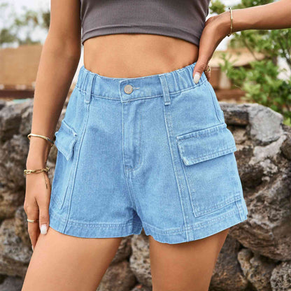 Short en jean taille haute avec poches