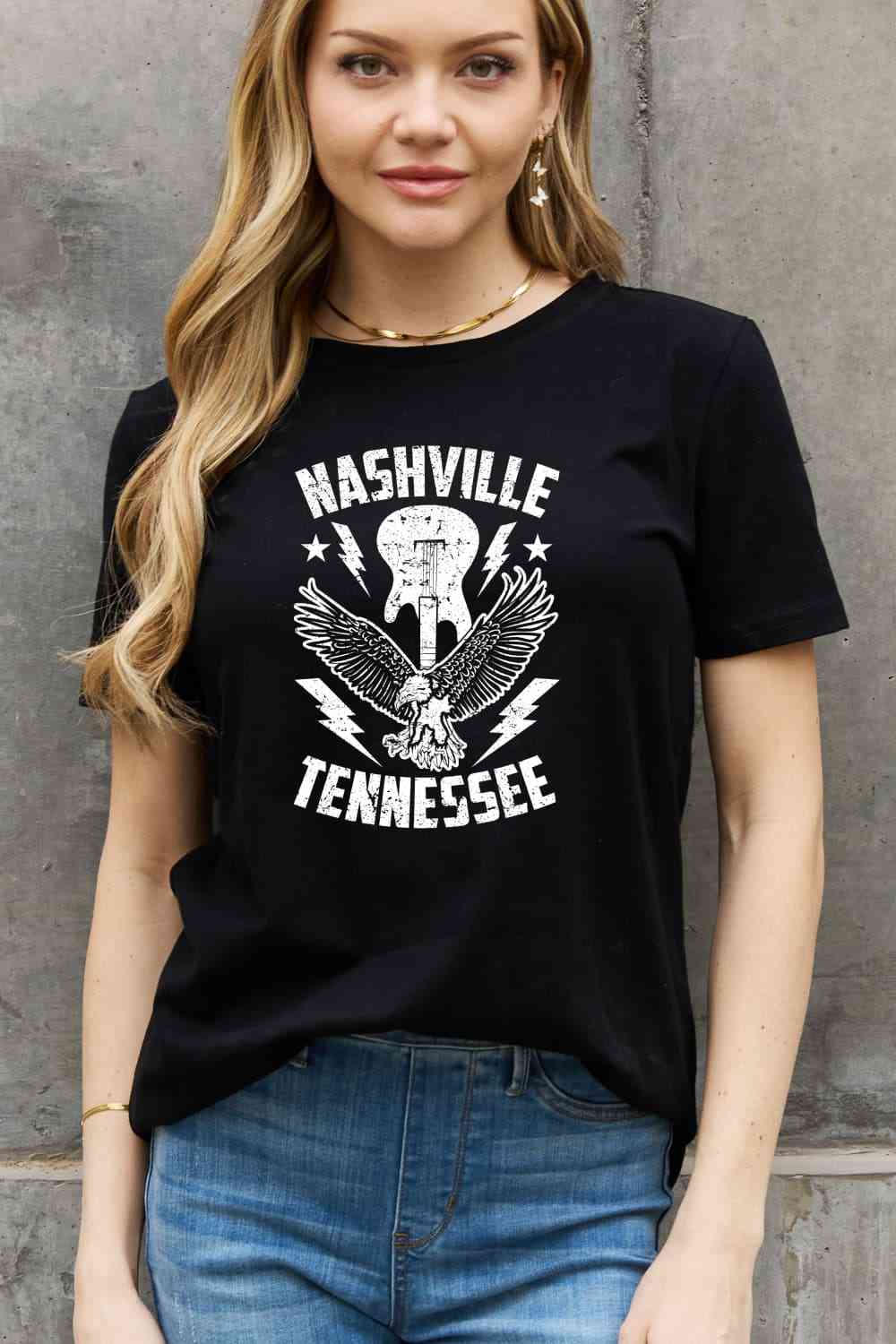 Simply Love Simply Love T-shirt en coton graphique NASHVILLE TENNESSEE pleine taille