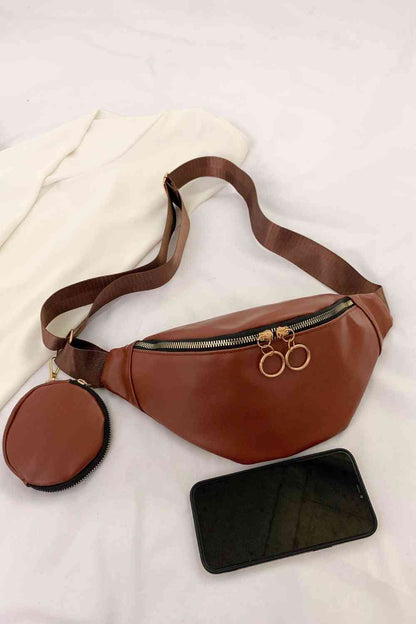 Bolso bandolera de cuero PU con bolso pequeño