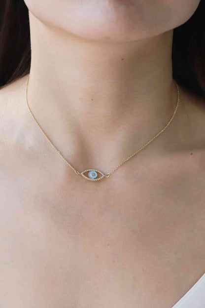 Collar de cadena chapado en oro con colgante de mal de ojo