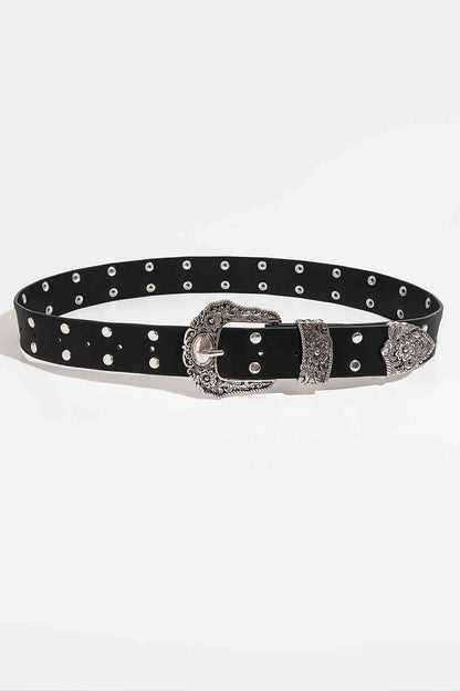 Double Row Studded PU Leather Belt