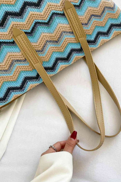 Chevron Straw Tote Bag