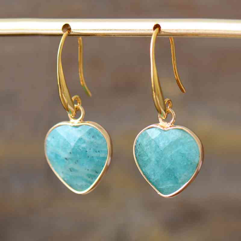 Pendientes colgantes de corazón de piedra natural