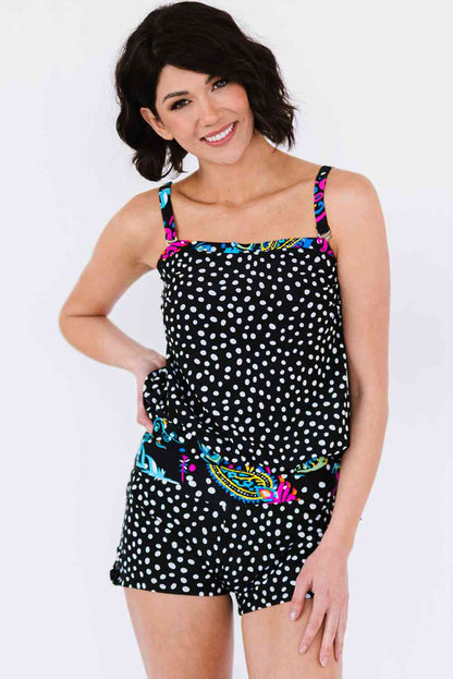 Conjunto de tankini atado estampado