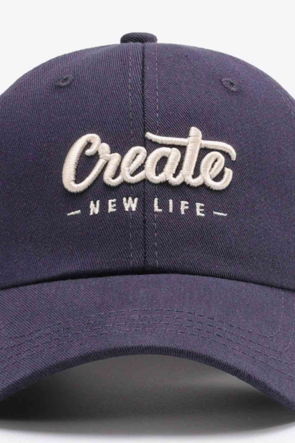 CREATE NEW LIFE Casquette de baseball réglable en coton