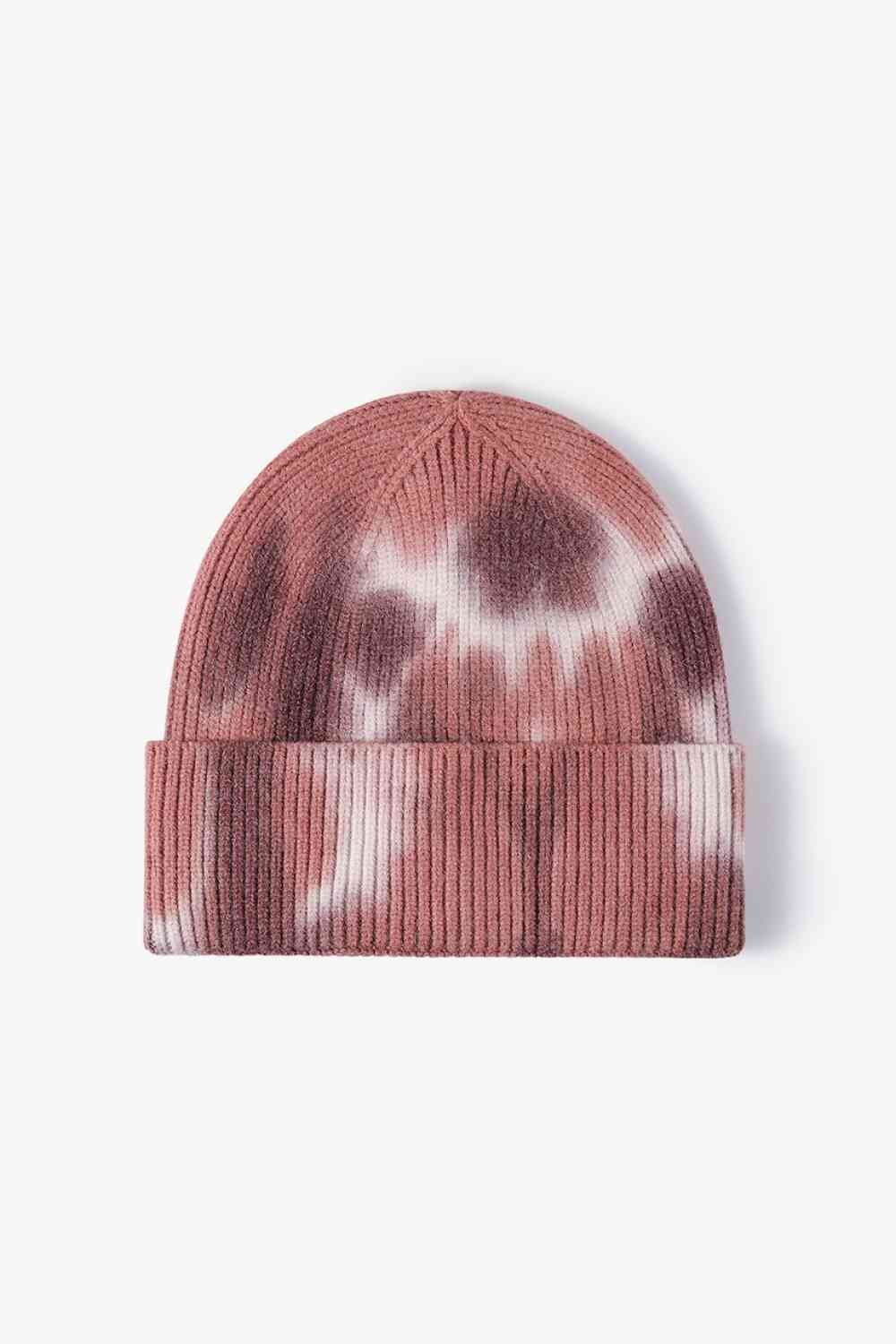 Bonnet en tricot à revers tie-dye